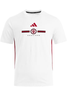 Indiana Hoosiers White Adidas SET THE BAR FA Short Sleeve T Shirt