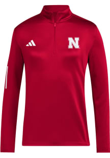 Womens Nebraska Cornhuskers Red Adidas Golf Qtr Zip Pullover