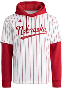 Adidas Nebraska Cornhuskers Mens White Dugout Long Sleeve Hoodie