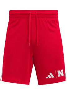 Mens Nebraska Cornhuskers Red Adidas 3 Stripe Shorts