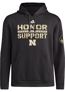 Mens Nebraska Cornhuskers Black Adidas Salute to Service Hooded Sweatshirt