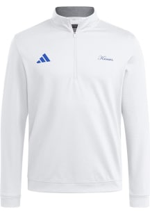Adidas Kansas Jayhawks Mens White Spring Fling Long Sleeve Qtr Zip Pullover