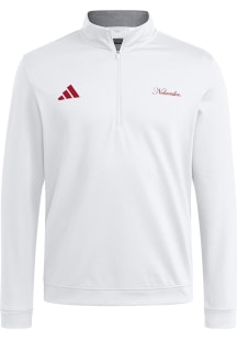 Mens Nebraska Cornhuskers White Adidas Spring Fling Qtr Zip Pullover