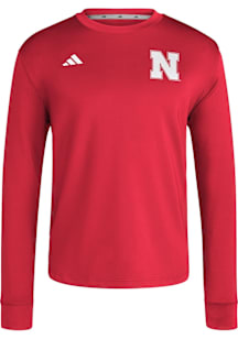 Adidas Nebraska Cornhuskers Red Dugout Logo Long Sleeve T-Shirt