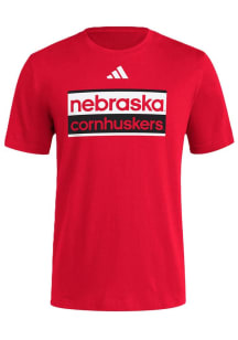 Nebraska Cornhuskers Red Adidas Street Sign Short Sleeve T Shirt