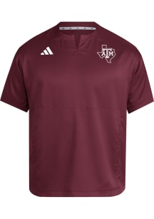 Adidas Texas A&amp;M Aggies Mens Maroon Dugout Cage Short Sleeve Jacket