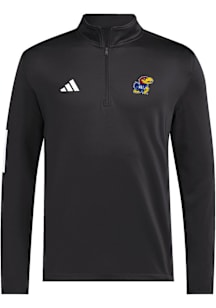 Adidas Kansas Jayhawks Mens Black Golf Primary Logo Long Sleeve Qtr Zip Pullover