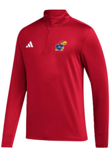 Adidas Kansas Jayhawks Mens Red Golf Primary Logo Long Sleeve Qtr Zip Pullover