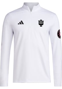 Mens Indiana Hoosiers White Adidas BHA Qtr Zip Pullover