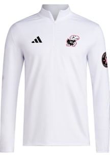 Adidas Kansas Jayhawks Mens White BHA Long Sleeve Qtr Zip Pullover