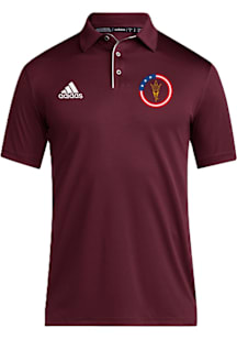 Adidas Arizona State Sun Devils Mens Maroon Stadium Coaches Short Sleeve Polo