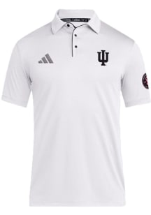 Mens Indiana Hoosiers White Adidas Stadium Coaches Short Sleeve Polo Shirt