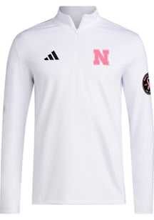 Adidas Nebraska Cornhuskers Mens White BHA Long Sleeve Qtr Zip Pullover