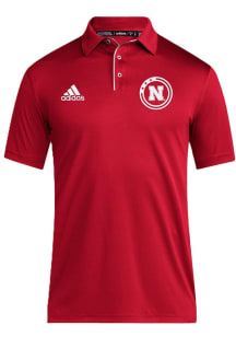 Mens Nebraska Cornhuskers Red Adidas Stadium Coaches Short Sleeve Polo Shirt