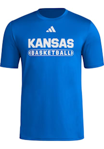 Adidas Kansas Jayhawks Blue Locker On Court Basketball Pill Short Sleeve T Shirt