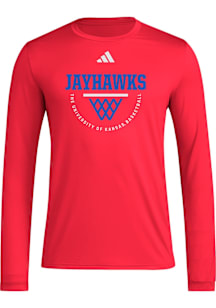 Adidas Kansas Jayhawks Red Locker Practice Net Arch Long Sleeve T-Shirt