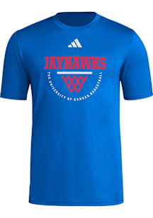 Adidas Kansas Jayhawks Blue Net Arch Basketball Short Sleeve T Shirt