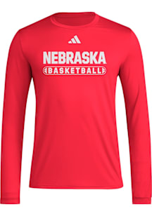 Adidas Nebraska Cornhuskers Red On Court Basketball Long Sleeve T-Shirt