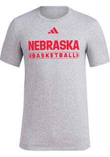 Adidas Nebraska Cornhuskers Grey On Court Basketball Short Sleeve T Shirt