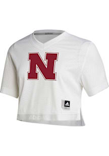 Nebraska Cornhuskers Womens Adidas Crop Fashion Football Jersey - White