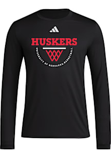Adidas Nebraska Cornhuskers Black Practice Net Arch Long Sleeve T-Shirt