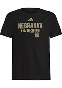 Youth Nebraska Cornhuskers Black Adidas Fresh Short Sleeve T-Shirt