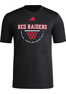 Adidas Texas Tech Red Raiders Black Net Arch Basketball Short Sleeve T Shirt