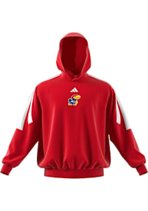 Adidas Kansas Jayhawks Mens Red Off Court Logo Long Sleeve Hoodie
