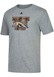 Adidas Western Michigan Broncos Grey Big Logo Short Sleeve Fashion T Shirt