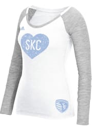 Adidas SKC Womens White Heart Long Sleeve Scoop Neck