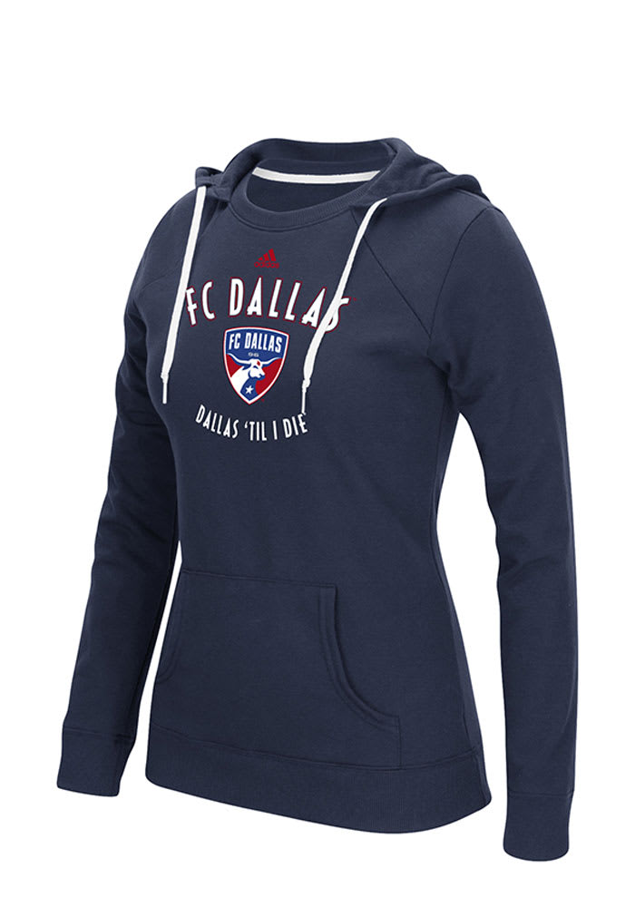 Adidas FC Dallas Womens Navy Blue Arched Gel Hooded Sweatshirt