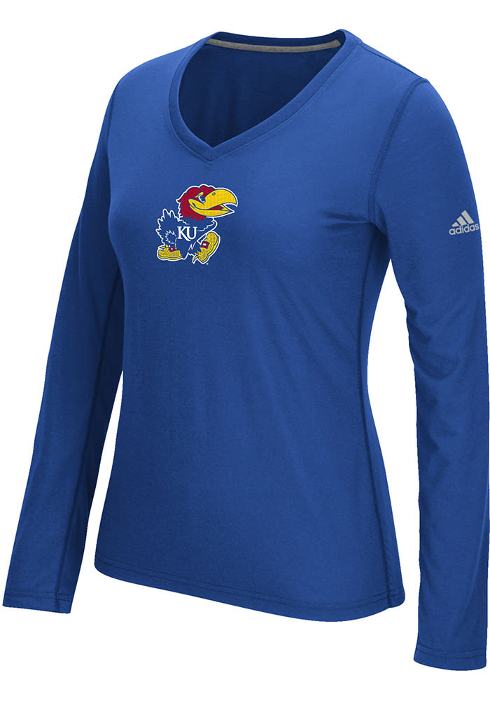Adidas Kansas Jayhawks Womens Blue Sideline Long Sleeve T-Shirt