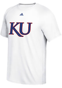 Adidas Kansas Jayhawks White Phrase Zne Short Sleeve T Shirt