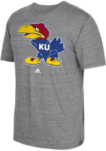 Adidas Kansas Jayhawks Grey Vintage Logo Short Sleeve Fashion T Shirt