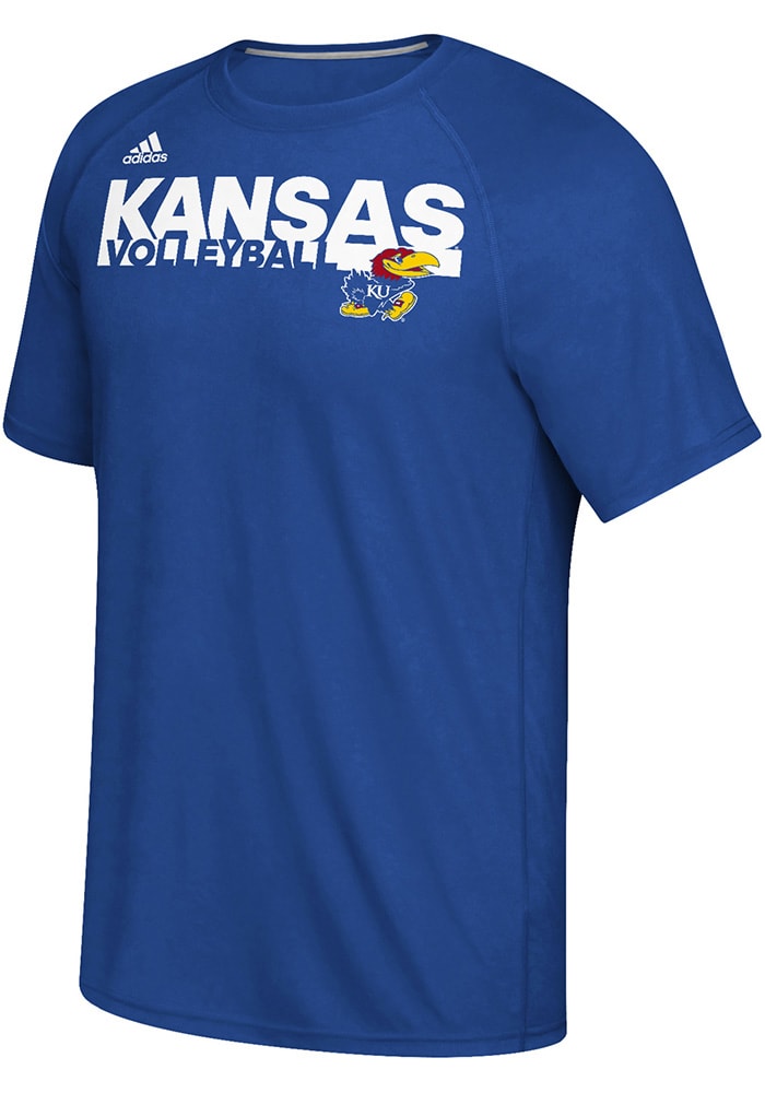 Adidas Kansas Jayhawks Blue Sideline Grind Short Sleeve T Shirt