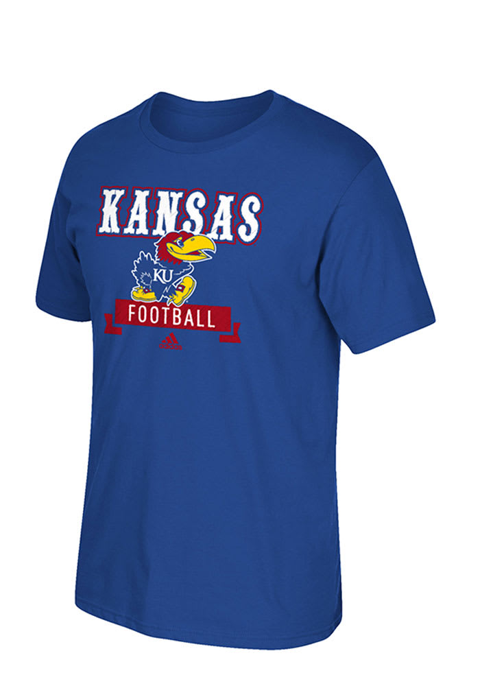 Adidas Kansas Jayhawks Blue Football Short Sleeve T Shirt