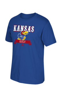 Adidas Kansas Jayhawks Blue Golf Short Sleeve T Shirt
