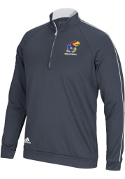 Adidas Kansas Jayhawks Mens Grey 3-Stripe Long Sleeve 1/4 Zip Pullover