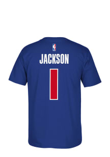 Reggie Jackson Detroit Pistons Blue Player Name and Number Short Sleeve Player T Shirt