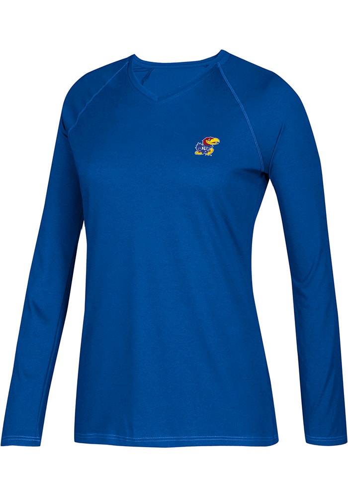 Adidas Kansas Jayhawks Womens Blue Climalite Long Sleeve T-Shirt