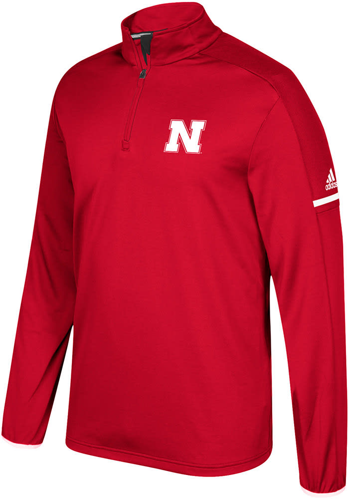 Adidas Nebraska Cornhuskers Mens Red Sideline Long Sleeve 1/4 Zip Pullover