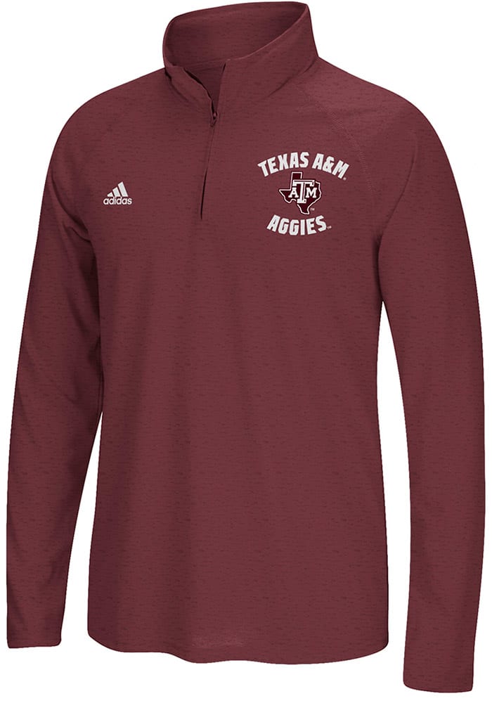 Adidas Texas A&M Aggies Mens Maroon Athletic Arches Long Sleeve 1/4 Zip Pullover