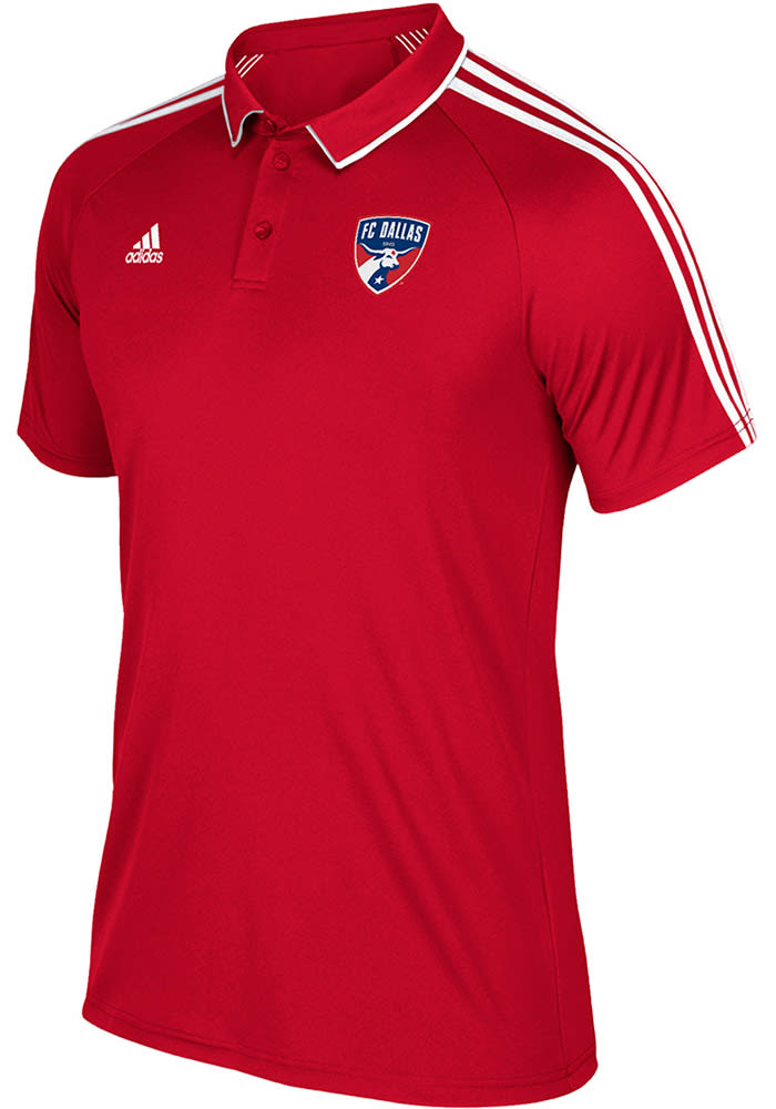 Adidas FC Dallas Mens Red Coaches Short Sleeve Polo