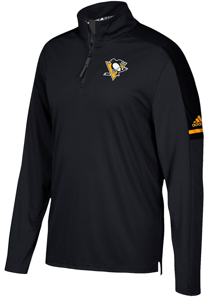Adidas Pittsburgh Penguins Mens Black Authentic Long Sleeve 1/4 Zip Pullover