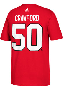 Corey Crawford Chicago Blackhawks Red Name and Number Short Sleeve Player T Shirt