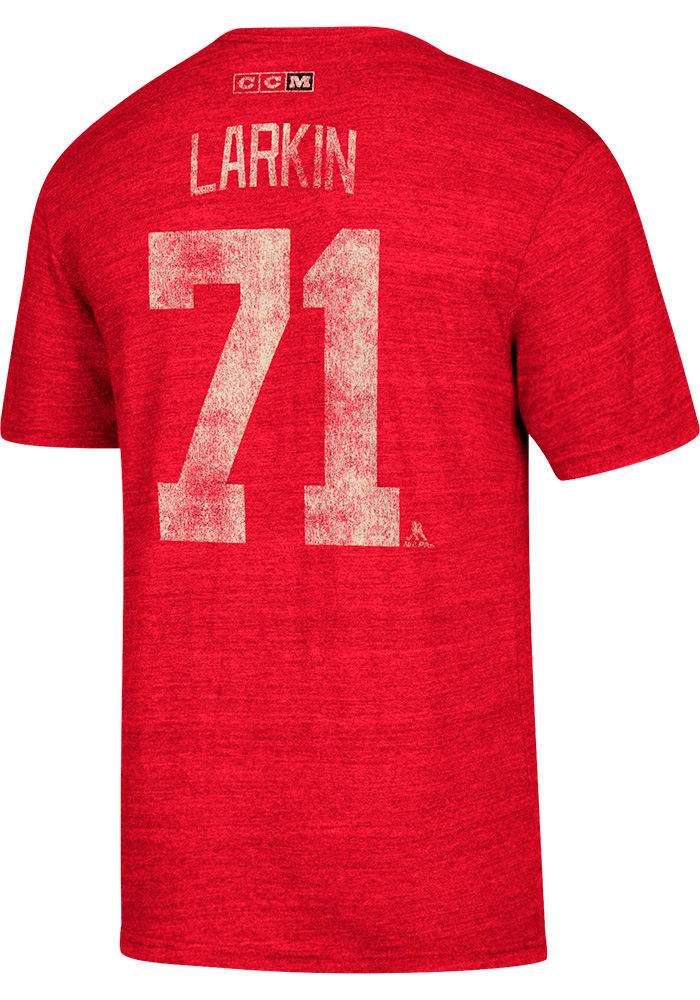 Dylan Larkin Detroit Red Wings Red Name and Number Short Sleeve Fashion Player T Shirt