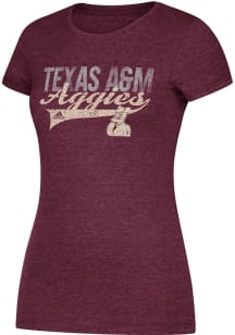 Adidas Texas A&amp;M Aggies Womens Maroon Crackled Sweep Short Sleeve Crew T-Shirt