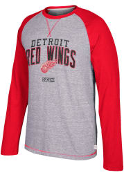 Adidas Detroit Red Wings Grey Heritage Long Sleeve Fashion T Shirt