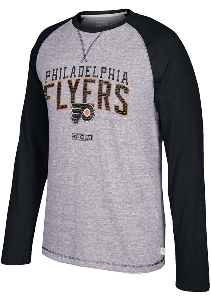 Adidas Philadelphia Flyers Grey Heritage Long Sleeve Fashion T Shirt