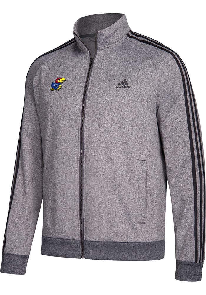 Adidas Kansas Jayhawks Mens Grey 3 Stripe Track Jacket